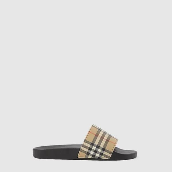 버버리 남/녀 체크 슬라이드 - Burberry Unisex Check Slides - b… - 1