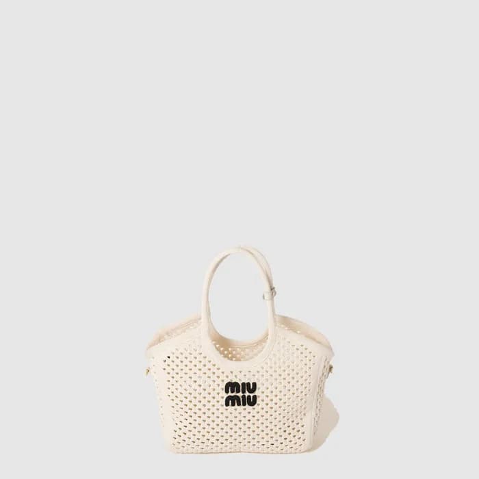 미우미우 여성 코튼 메쉬 아이비 토트 백 - Miumiu Womens Cotton Mesh… - 1