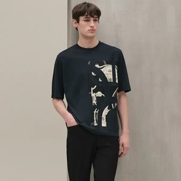 에르메스 남성 라운드 반팔티 - Hermes Mens Round Tshirt - hec13… - 1