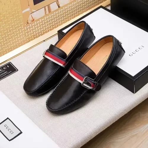 [구찌] 블랙 유팁 모카신 레더 남성용 신발 gu0002x - Gucci Black U-T… - 1