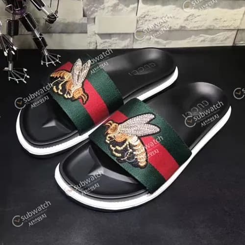 [구찌] 삼선포인트 벌자수 남성용 슬리퍼 gu0022x - Gucci Bee Mens Sl… - 1