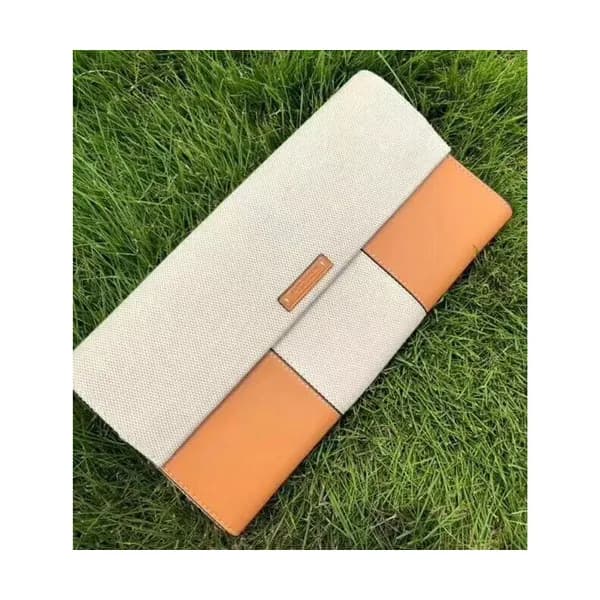 Tory Burch Leather Beige Block-T Travel Clutch Bag… - 1