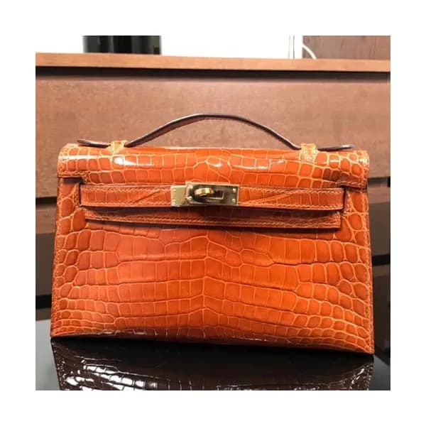 Hermes Mini Kelly Crocodile Leather Tote Bag / Clu… - 1