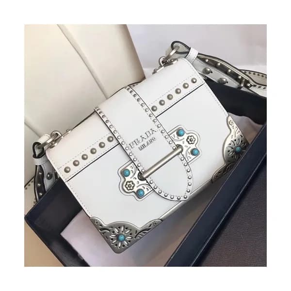 Prada Cahier Leather Shoulder Bag,20cm - 프라다 카이에 레… - 1