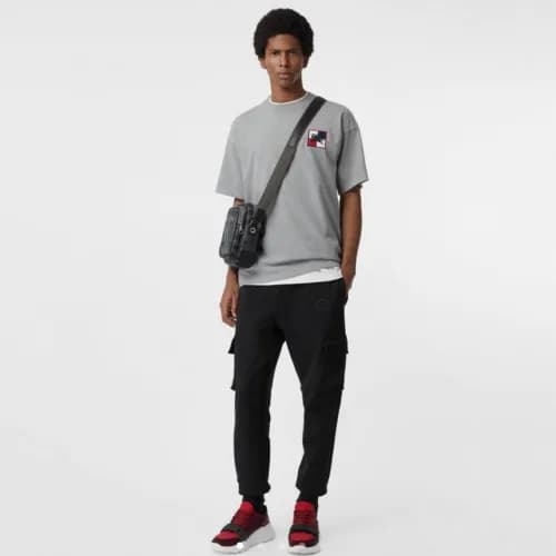 Burberry 2019 Mens Embroidery Logo Cotton Short Sl… - 1
