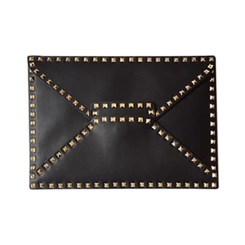 Valentino 2019 Rockstud Leather Clutch Bag,32.5cm … - 1