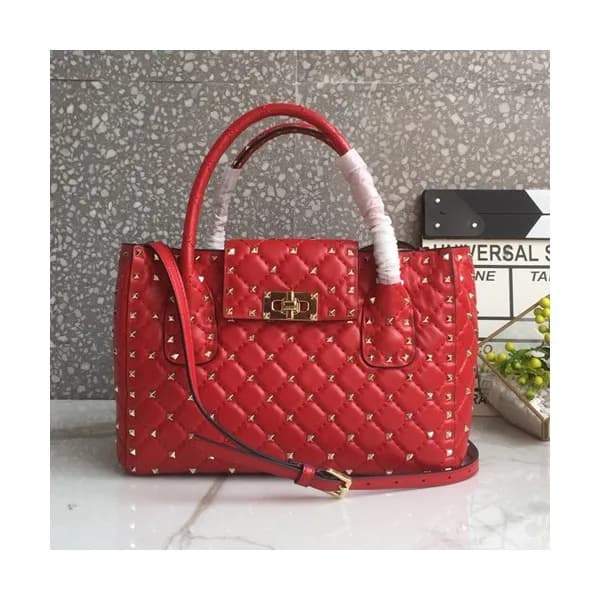 Valentino 2019 Leather Garavani Rockstud Tote Shou… - 1