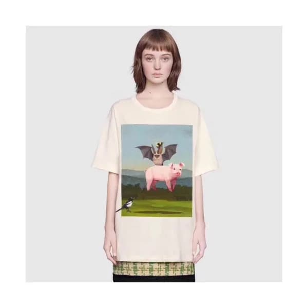 [매장판]Gucci 2019 Couple Printing Cotton Short Sleev… - 1