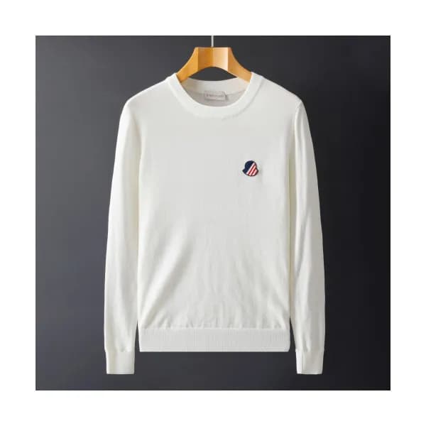Moncler 2019 Mens Retro Logo Crew-neck Wool Sweate… - 1