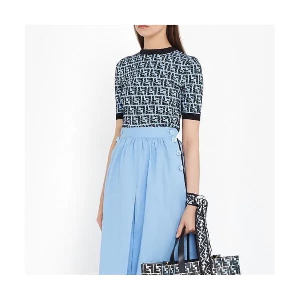[펜디]Fendi 2020 Womens Logo Tencel Short Sleeved Sw… - 1