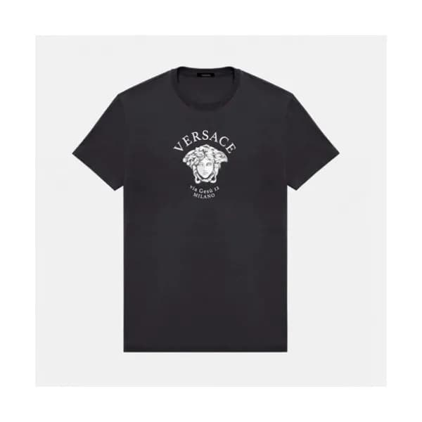 [추천템]Versace Mens Logo Short Sleeved Tshirts Blac… - 1