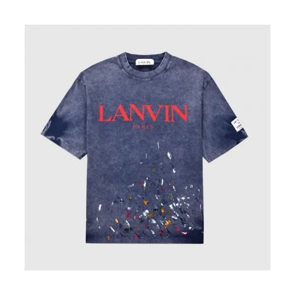 LANVIN Mens Tshirts Blue - 랑방 2021 남/녀 로고 반팔티 - La… - 1