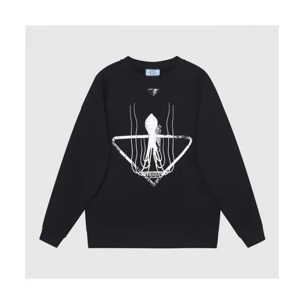 Prada Mens Crew-neck Cotton Tshirts Black - 프라다 2… - 1