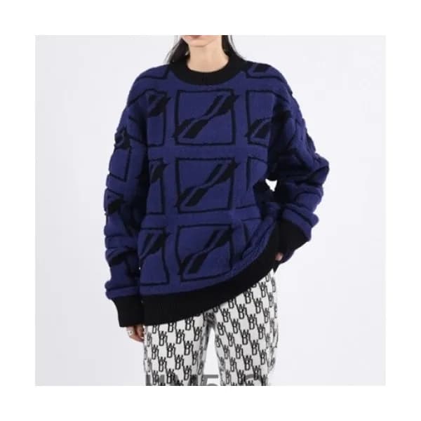 WELLDONE Mm/Wm Retro Logo Crew-neck Sweaters Blue… - 1