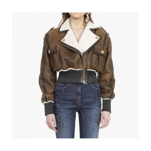 Balmain Womens Casual Leather Jackets Brown - 발망 … - 1