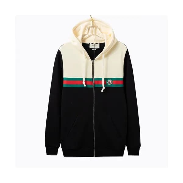 Gucci Unisex Logo Casual Cotton Hoodie Black - 구찌… - 1