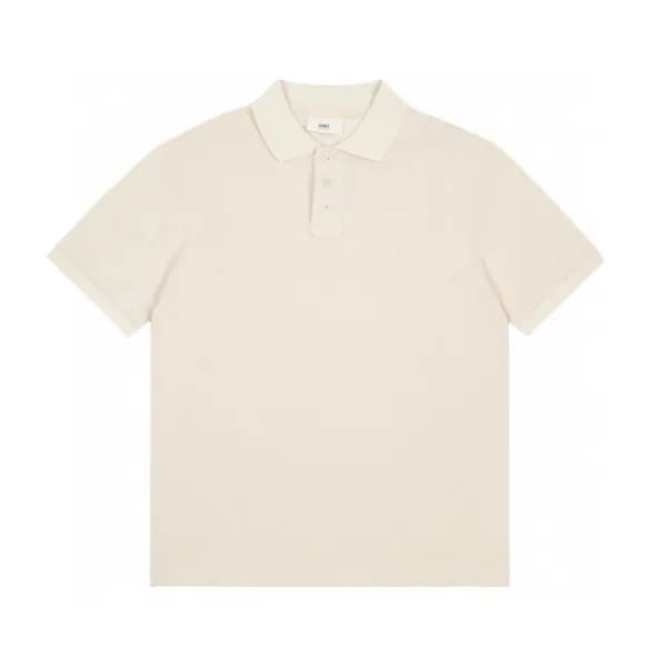 아미 남성 아이보리 폴로 반팔티 - Mens Ivory Tshirts - ami0295x - 1