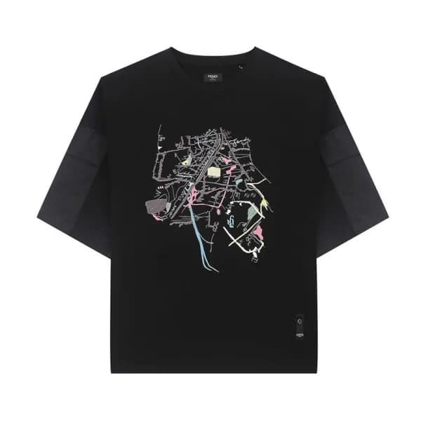 펜디 남성 블랙 크루넥 반팔티 - Mens Black Tshirts - fen01219x - 1