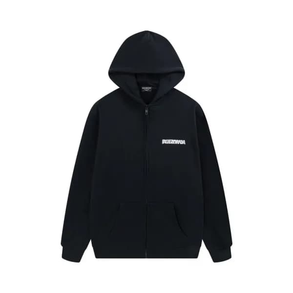 발렌시아가 남/녀 블랙 집업 후드티 - Balenciaga Unisex Black Hood… - 1