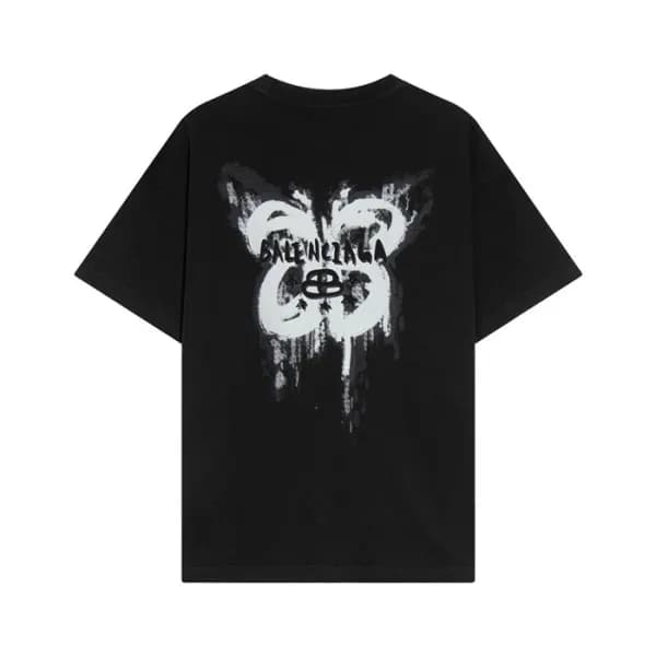 발렌시아가 남성 크루넥 블랙 반팔티 - Balenciaga Mens Black Short … - 1