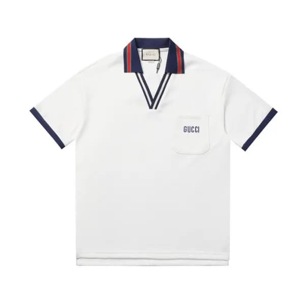 구찌 남/녀 화이트 폴로 반팔티 - Gucci Unisex White Short sleev… - 1