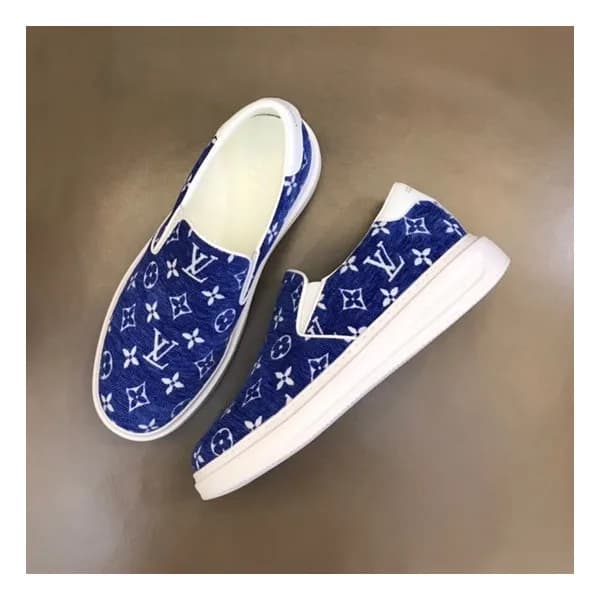 루이비통 남성 모던 블루 로퍼 - Louis vuitton Mens Blue Loafer … - 1