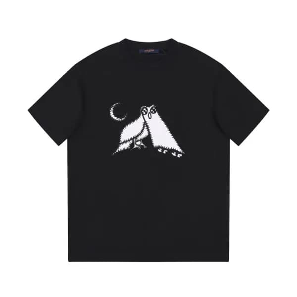 루이비통 남성 블랙 크루넥 반팔티 - Louis vuitton Mens Black Shor… - 1