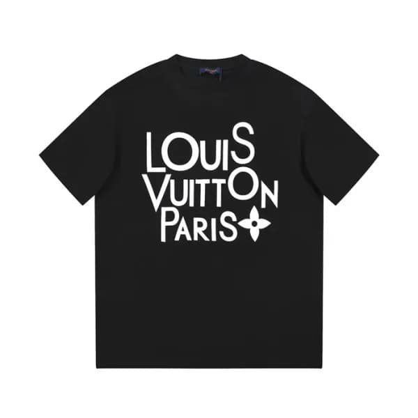 루이비통 남성 블랙 크루넥 반팔티 - Louis vuitton Mens Black Shor… - 1