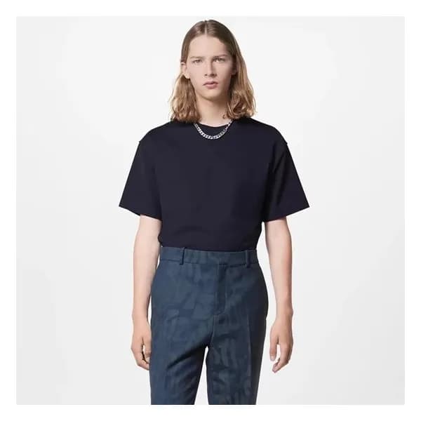 루이비통 남성 크루넥 블랙 반팔티 - Louis vuitton Mens Black Shor… - 1