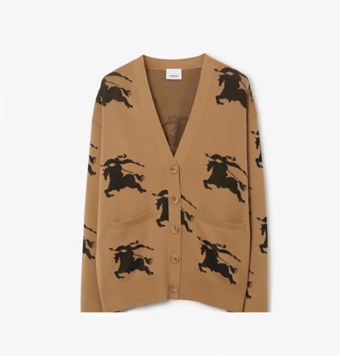 버버리 남성 베이지 브이넥 가디건 - Burberry Mens Beige Cardigan … - 1