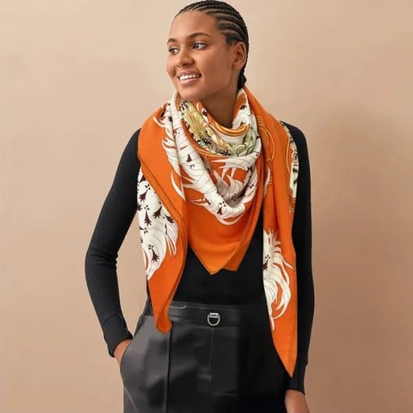 에르메스 여성 오렌지 스카프 - Hermes Womens Orange Scarf - he4… - 1