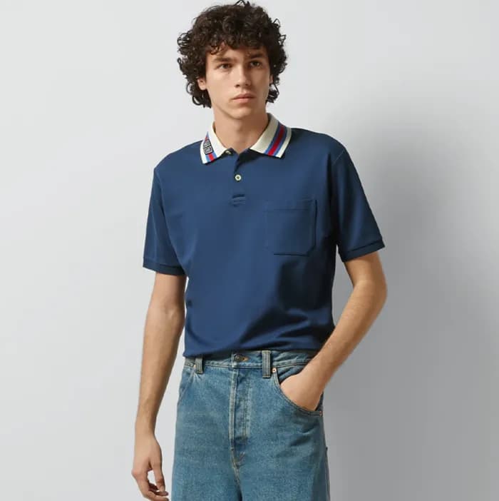 구찌 남성 네이비 폴로 반팔티 - Gucci Mens Navy Tshirts - guc32… - 1