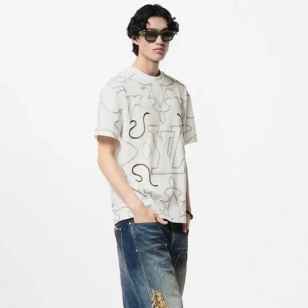 루이비통 남성 라운드 반팔 티셔츠 - Louis vuitton Mens Round Tshi… - 1