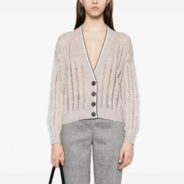 브루넬로쿠치넬리 여성 브이넥 가디건 - Brunello Cucinelli Womens V-… - 1