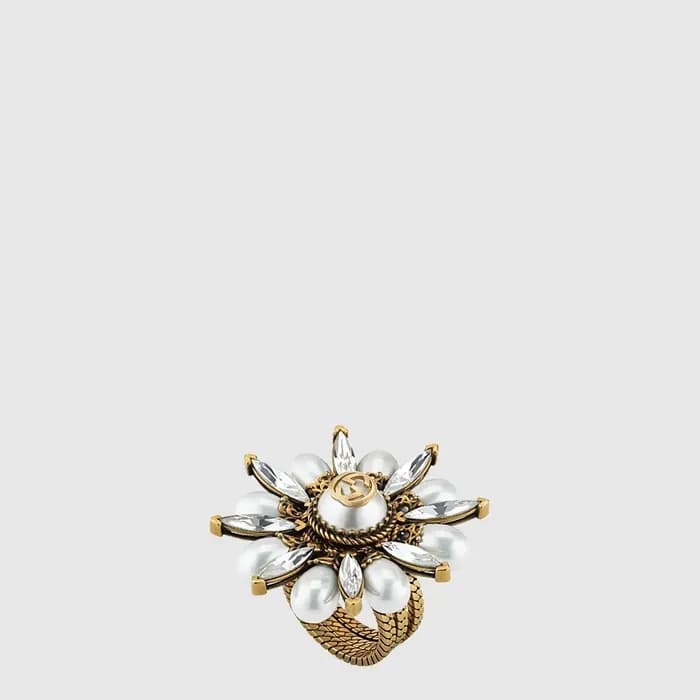 구찌 남/녀 인터로킹 G 플라워 링 - Gucci Unisex Interlocking G Flower Ring - acc10720x - 1