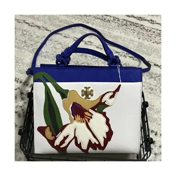 Tory Burch Kira Floral Leather White Tote Shoulder… - 1