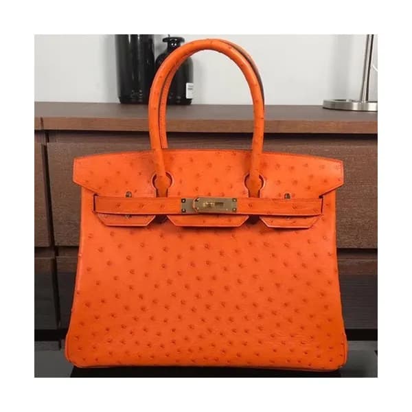 Hermes Birkin Ostrich Leather Tote Shoulder Bag ,3… - 1