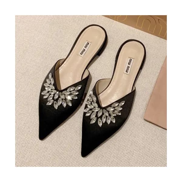 Miumiu Ladies Swarovski Silk Bloafer - 미우미우 여성 스와로… - 1