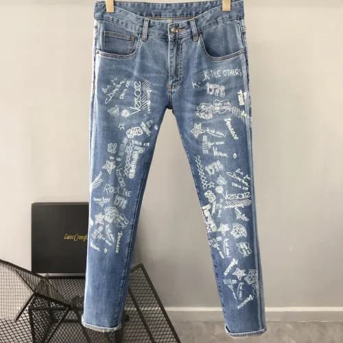 [프리미엄]Versace 2019 Mens Graffity Denim Pants - 베르사… - 1