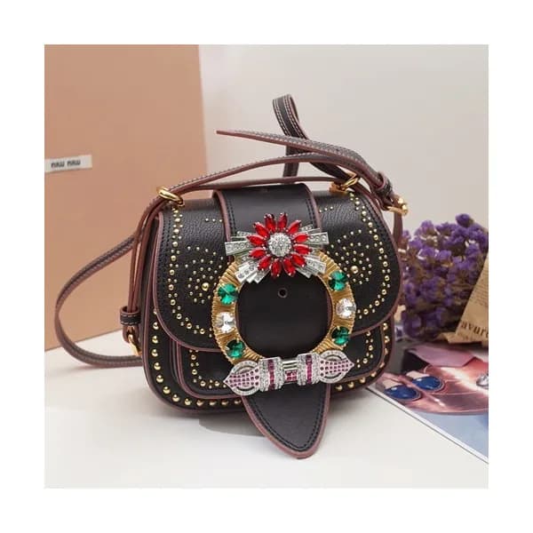 MiuMiu 2019 Lady Madras Stud Shoulder Cross Bag,20… - 1