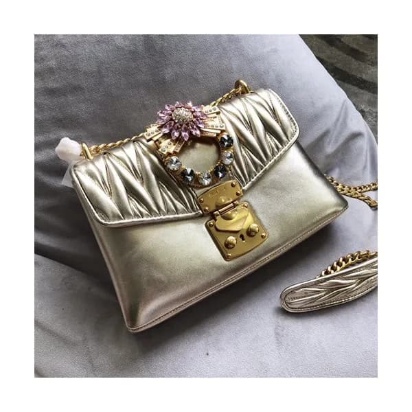 MiuMiu 2019 Matelasse Buckle Shoulder Cross Bag,2… - 1