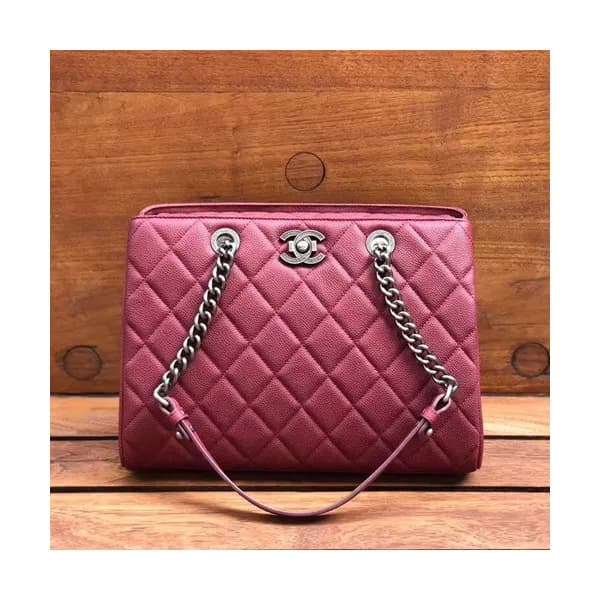 Chanel 2019 Leather Chain Tote Shoulder Bag ,31CM … - 1