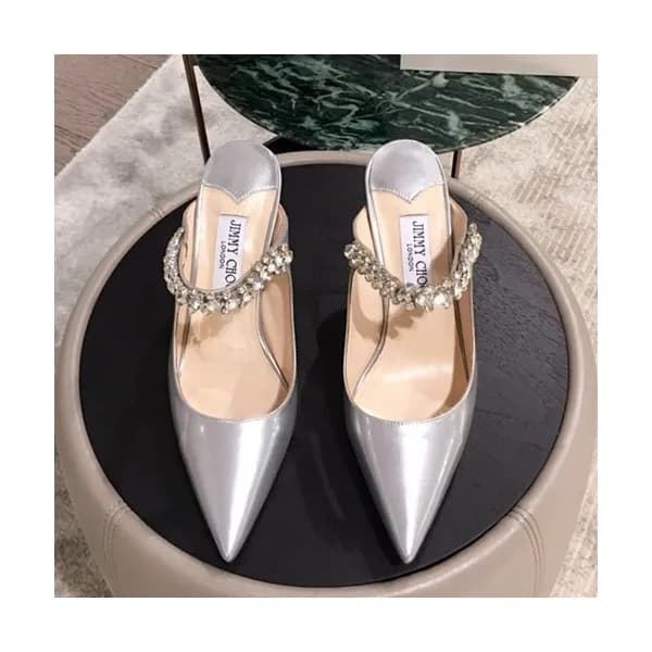 Jimmy-Choo 2019 Ladies Crystal Patent Strap Slippe… - 1