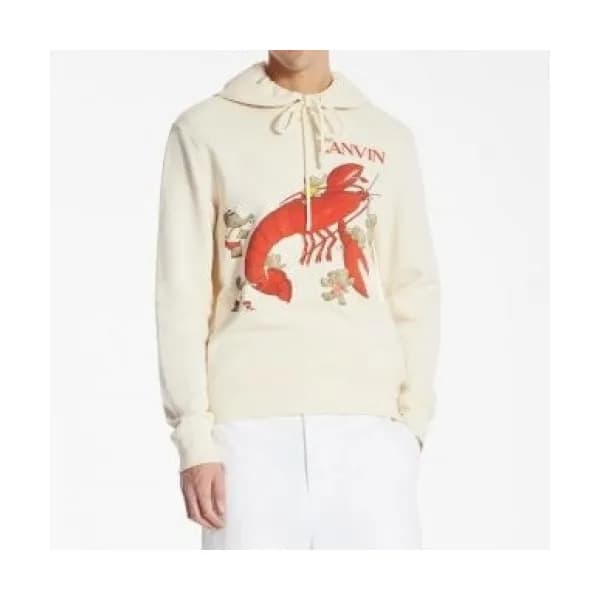 LANVIN Mens Tshirts Ivory - 랑방 2021 남성 로고 긴팔티 - La… - 1