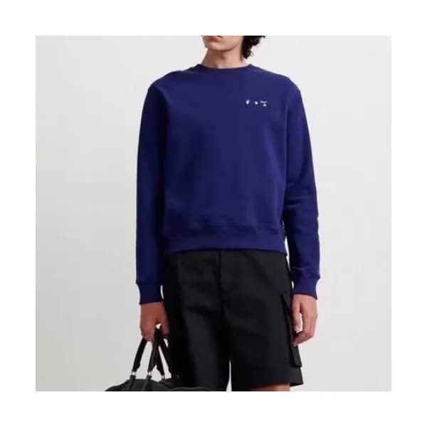 Off-white Mm/Wm Logo Cotton Oversize Hoodie Navy … - 1