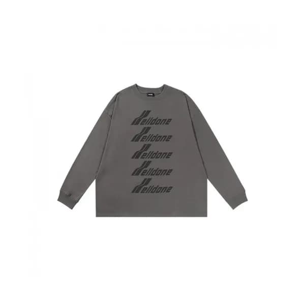 WELLDONE Mm/Wm Retro Logo Crew-neck Tshirts Gray … - 1