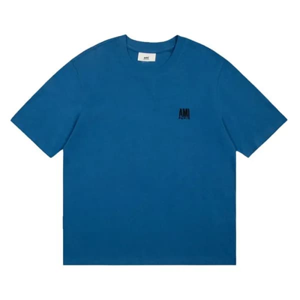 아미 남성 크루넥 블루 반팔티 - Mens Blue Tshirts - ami0284x - 1