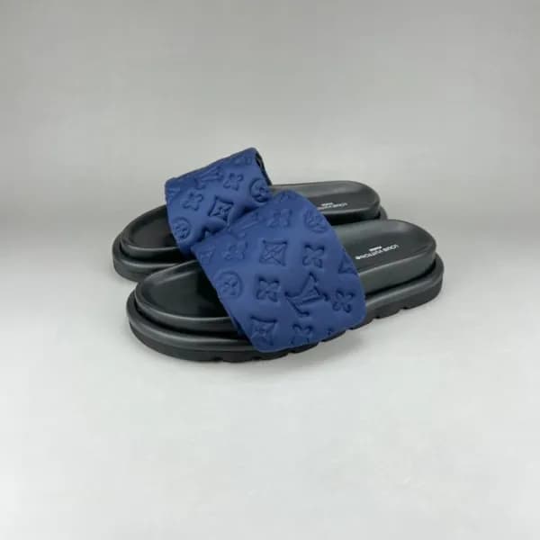 루이비통 남/녀 이니셜 블루 슬리퍼 - Unisex Blue Slippers - lou05… - 1