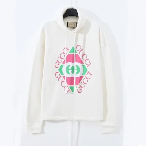 구찌 남/녀 트렌디 화이트 후드티 - Gucci Unisex White Hoodie - … - 1