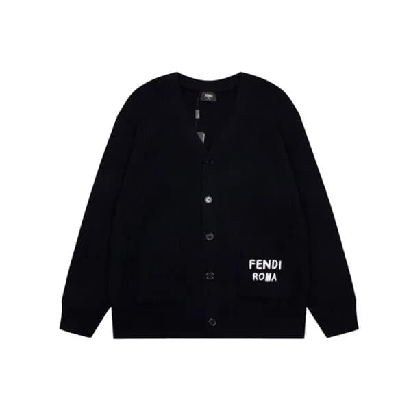 펜디 남성 브이넥 블랙 가디건 - Fendi Mens Black Cardigan - fen… - 1